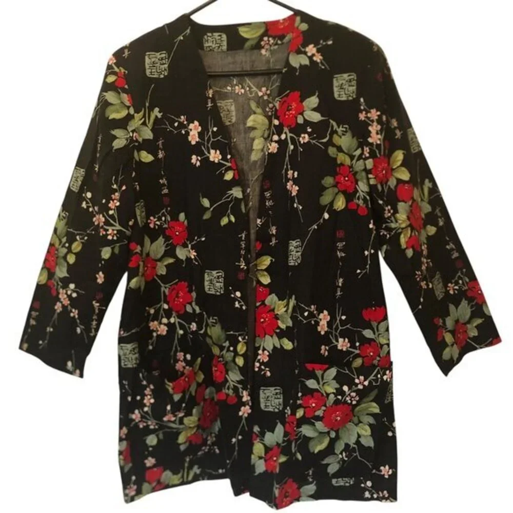 Shacket with floral/Asian print